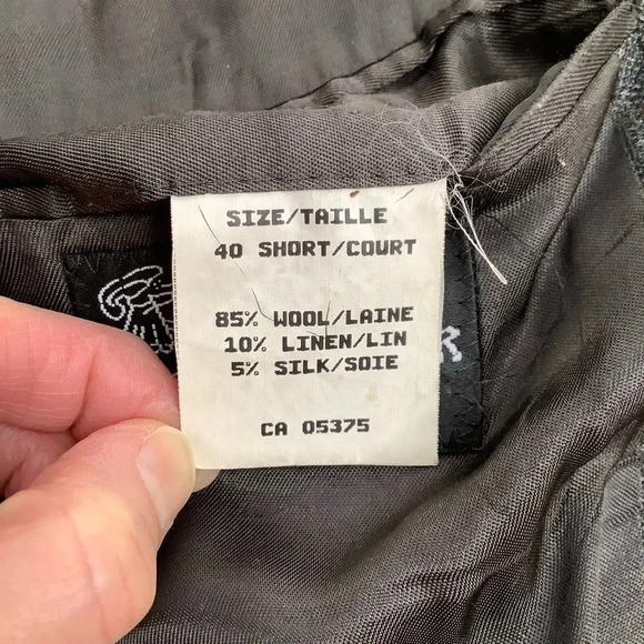 VINTAGE Hyde Park Gray Wool & Silk Plaid Blazer Size 40S - Picture 12 of 16